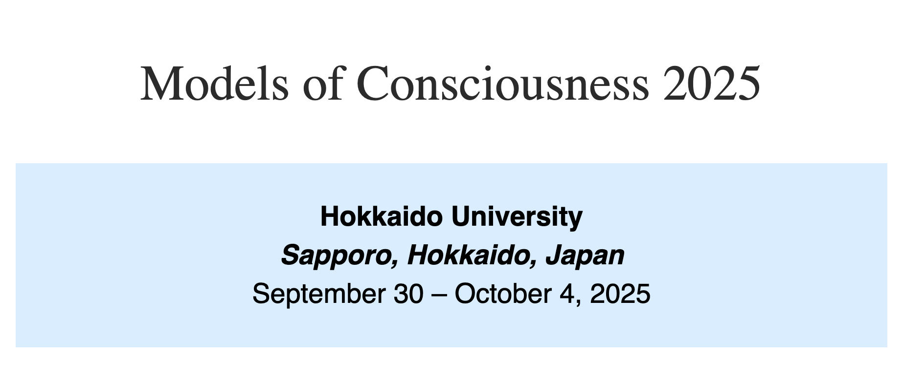 Talk at Models of Consciousness
